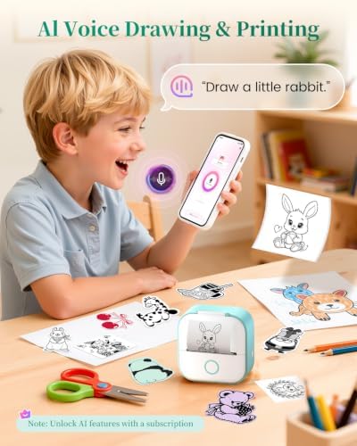 Mini Sticker Printer - T02 Mini Thermal Printer AI Sticker Maker for Kids