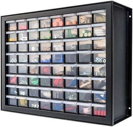 IRIS USA 64-Drawer Screw Organizer, Hardware Storage, Made in USA, Black