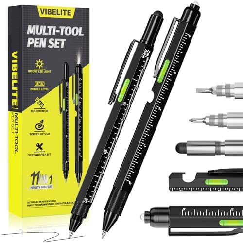 11 in 1 Multitool Pen Set, Black, 2 Pack