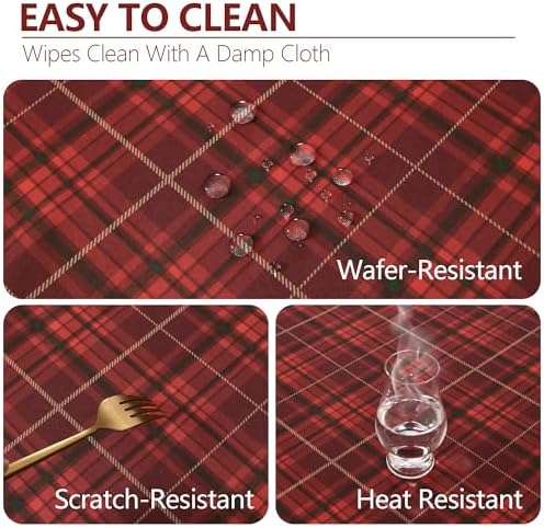DWCN Christmas Checkered Tablecloth, 60 x 102 Inch, Rectangular, Red