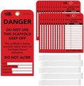 BearTOOLS Scaffold Tags - Safety Inspection Kit with Cable Ties - Danger Scaffold Status Warning Sign - Laminated 3 x 6 in, Pack of 25 - Weatherproof, Tear-Resistant - Red Tags
