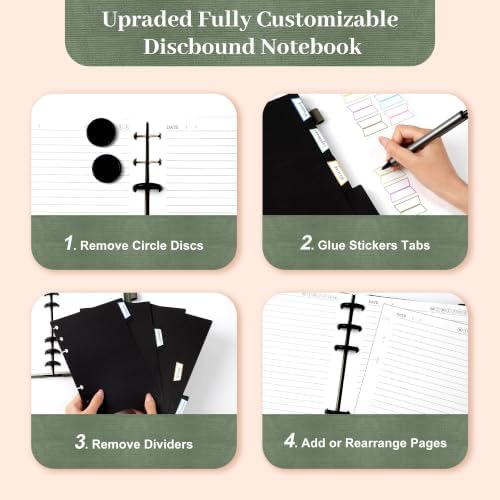 Yoment Discbound Lined Refills for 6.1 x 8.3 Hardcover Notebook, Spiral Journal Notebook for Office Work Meeting Planner, for School Students Class Notes, Small