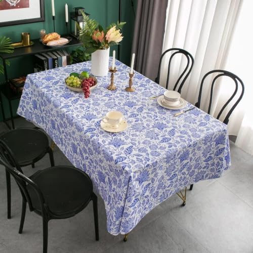 LIBERECOO Heavy Duty Vinyl Tablecloth with Flannel Backing Waterproof Oil-Proof Plastic Table Cloth Stain-Resistant Wipeable Rectangle or Square Table Cover for Indoor and Outdoor 60 x 84 Inch