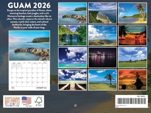 Guam Calendar 2026 Wall 12 Month Monthly GU Scenic Souvenirs Themed Gifts | American Made In The USA