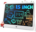 TEKFUN 15" LCD Writing Tablet Whiteboard Style, Large Reusable Writing Pad for Kids & Home, Electronic Note Board for Learning, Memo, and Daily Use, Screen-Free Drawing Tablet (White)
