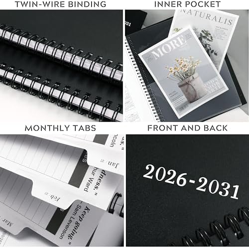 2026-2031 Monthly Planner/Calendar - 5 Year Monthly Planner, Jul. 2026 - Jun. 2031, 9" x 11", 5 Year Calendar Double-Side Pocket + Durable Polypropylene Cover
