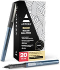 ARTEZA Rollerball Pens, 20 Pack, 0.5 mm Needle Nib, Black Liquid Ink