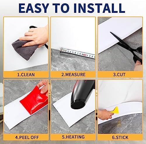 Vinyl Baseboard Molding Trim 4 Inch Peel and Stick Cove Base