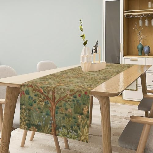 William Morris Tree of Life Table Runner Vintage Flowers Table Runner for Dining Table Decor 13 x 36 Inch