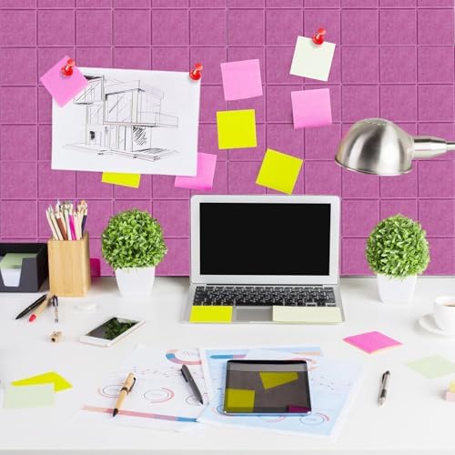 Honoson 12 Pack Felt Bulletin Board Tiles with Safe Adhesive, Purple