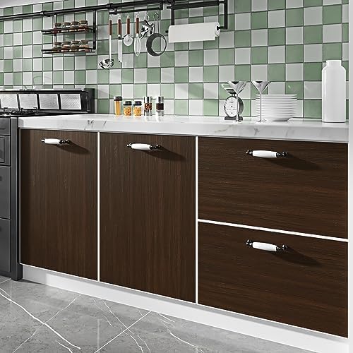 WESTICK Brown Wood Contact Paper for Countertops Waterproof Wood Peel and Stick Wallpaper Self Adhesive Removable Wooden Grain Contact Paper for Cabinets and Drawers Kitchen Tables Camper 15.8" x 78"