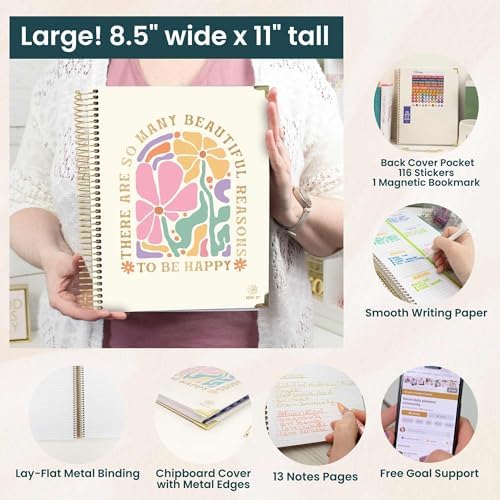 bloom daily planners HARDCOVER Planner 2026-2027 (8.5" x 11") Academic Year (July 2026 - July 2027) - 13 Months Task Goal Planner for Women - Monthly & Weekly Agenda Book - So Many Reasons to Be Happy