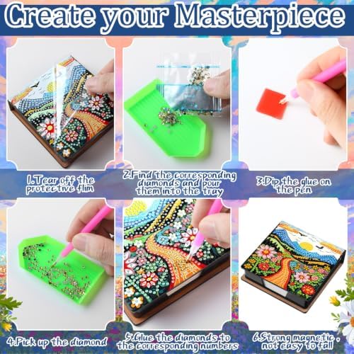 Saillong 4 Pcs Christmas Boho Diamond Art Note Box Diamond Painting Box