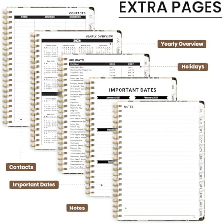 Large Planner 2026-2027, A4 (8.5" x 11") Hardcover Weekly & Monthly Planner July 2026 - June 2027 with Monthly Tabs, Academic Planner for School, Work and Office, Wild Rose