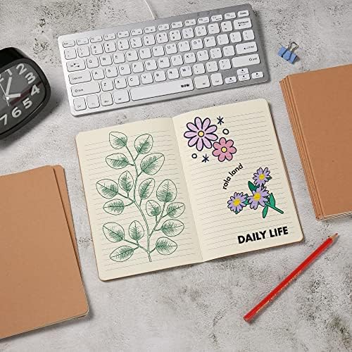 24 Pack College Ruled Notebook & Journal Bulk, Kraft Cover, Line Thick Paper, A5 Size, 5.5x8.3 inch, 60 Pages, Small Subject Note Pad Planner Set for Women Men Kids Traveler Student Office