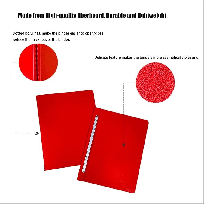 Fiberboard Binder, 8.5 Inch Centers, 3 Inch Capacity, Letter Size, for Pressboard Report Cover,12 per Box (Red) (Color)