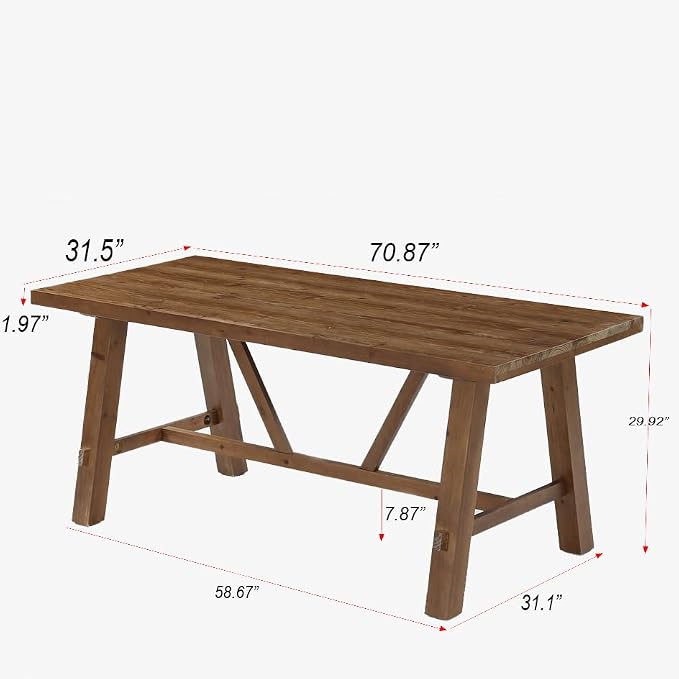 LITTLE TREE 70.87" Long Large Wood Desks, Solid Wood Office Desk, Farmhouse Executive Computer Desk, Home Office Workstaticon, Work Writing Table, Rustic Brown | Farmhouse Executive Computer Desk, Home Office Workstaticon, Work Writing Table, Rustic Brown