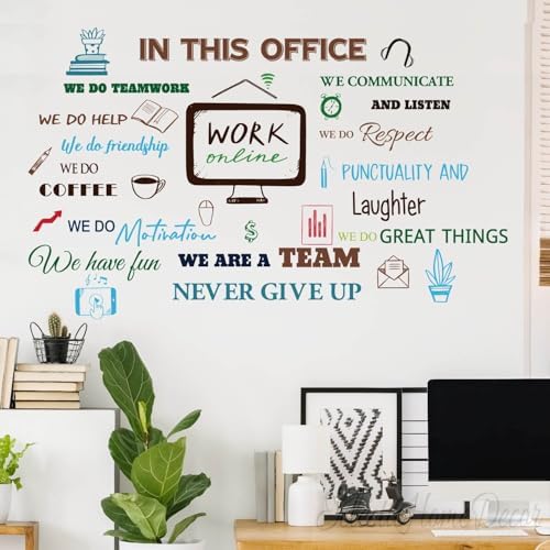Inspirational Office Wall Decals - Motivational Team Quotes, Positive Sayings, Modern Office Wall Decor, Reusable Stickers for Workplace Motivation.