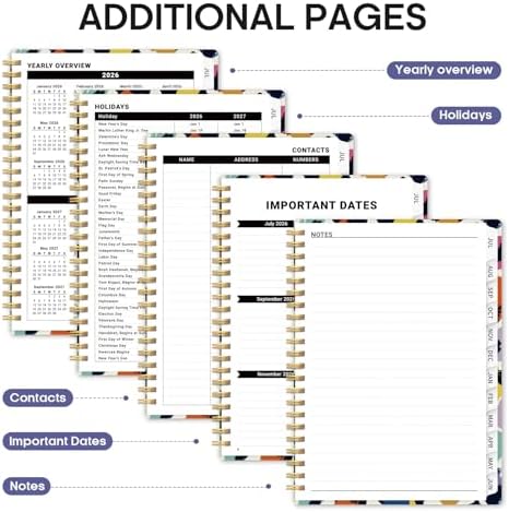 Planner 2026-2027, Jul 2026-Jun 2027 Academic Monthly & Weekly Planner | 6.3" x 8.5" Hardcover Calendar Planner for Women, Spiral Organizer with tabs, School Office Home Supplies, Playful Spots