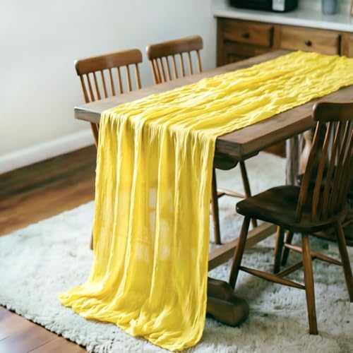 Yellow Cheesecloth Table Runner Fall Boho Wedding Birthday Home Decor