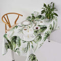 Green Tropical Leaves Tablecloth, Watercolor Jungle Plam Leaves Floral Botanical Print Farmhouse Holiday Tablecloths for Home Kitchen Party Dinner Decor 55x55in