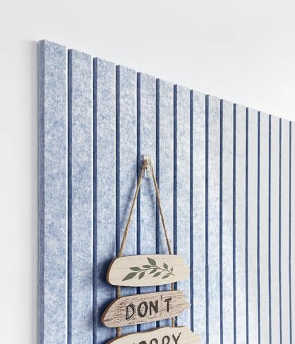Slated Felt Bulletin Board Tiles | Cork Board Alternative for Walls | Wall Panels for Office & Home Decor | Aesthetic Pinboard & Photo Board | 12-Pack (11.8" x 11.8") with Adhesive | Blue Marble