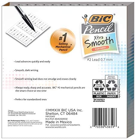 BIC Mechanical Pencil Xtra Smooth Bright Edition, Black, 0.7mm, MPCE40-BLK (Pack of 16, 640 Count Total)