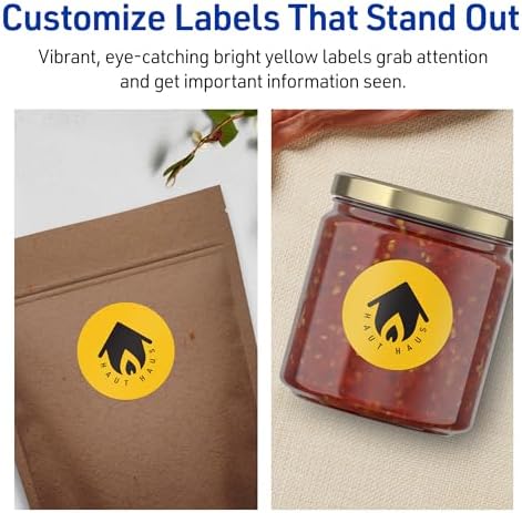 Avery Printable Round Labels, Sure Feed Technology, 1-1/2" Diameter, Bright Yellow Labels, Print-to-The-Edge, Laser/Inkjet Printable, 800 Total, Great for Stickers and Candles