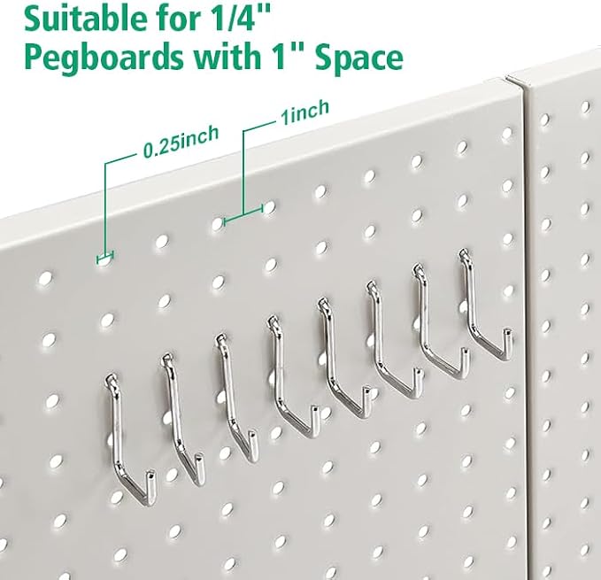 Amazon Basics Rectangular Metal Pegboard Wall Organizer, Tool Storage Organization System, Rust and Scratch Resistant, 48-Piece Kit, Gray