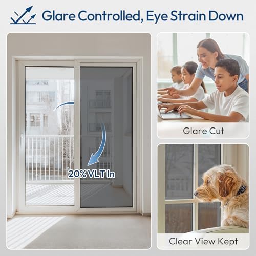 rabbitgoo Window Tint, One Way Privacy Film, Black Silver, 23.6" x 157.4"