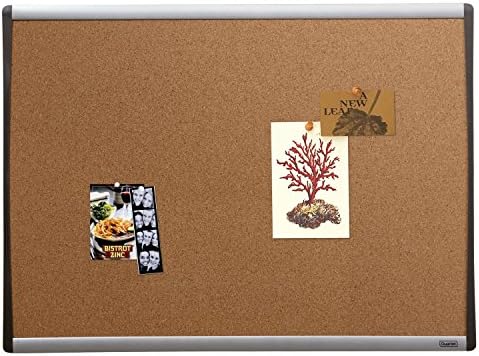 Quartet Cork Board, 17" x 23" Bulletin Board, Corkboard, Black/Silver Frame (79373)