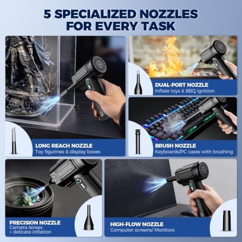 Compressed Air Duster, 130000RPM Rechargeable Electric Air Blower Cordless