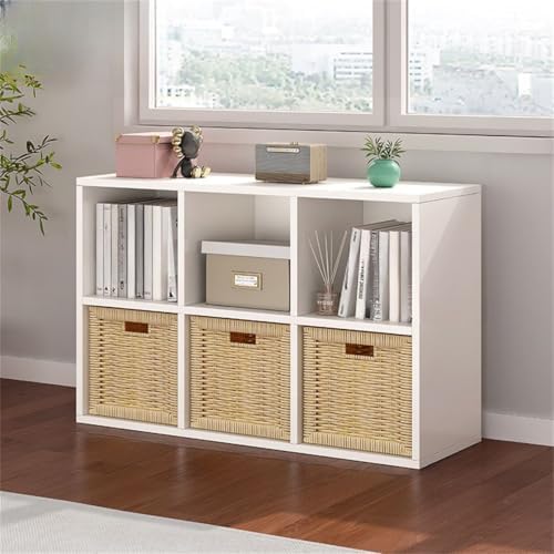 Lateral Filing Lumber Bookshelves Shelves Solid Wood Bookshelf, Floor-standing Storage Rack, Low Bookcase, Cube Storage Unit, Household TV Cabinet, Bay Window Cabinet White 38"L x 9"W x 26"H