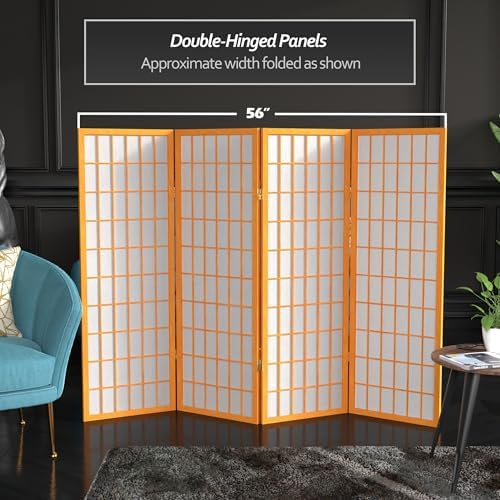4 ft. Short Window Pane Shoji Screen - Honey - 4 Panels