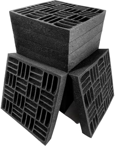 Foroomaco Grid Acoustic Foam Panels, 12.6 x 12.6 x 2 in, 12 Pack, Black