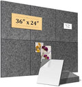 Fabric Bulletin Board 36"x24", 6-Pack Felt Wall Tiles, Gray