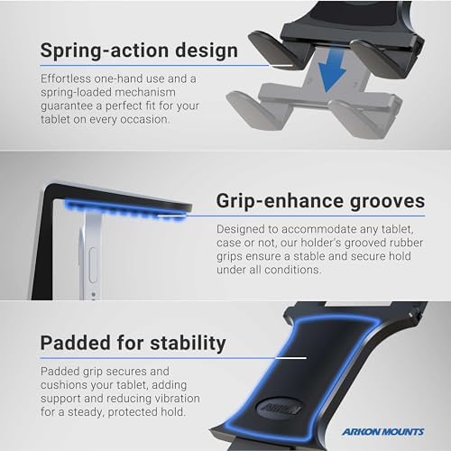 ARKON Mounts Heavy-Duty Tablet Mount, Permanent Drill Base AMPS Mount for Vehicles, Fleet, Desks & Workstations, Fits iPad, Samsung Galaxy Tab & Tablets 7"-18.4"