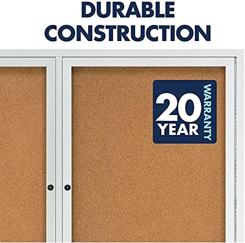 Quartet Bulletin Board, 6' x 4' Enclosed Cork Notice Board, Lockable Swing Doors, Aluminum Frame (2367)