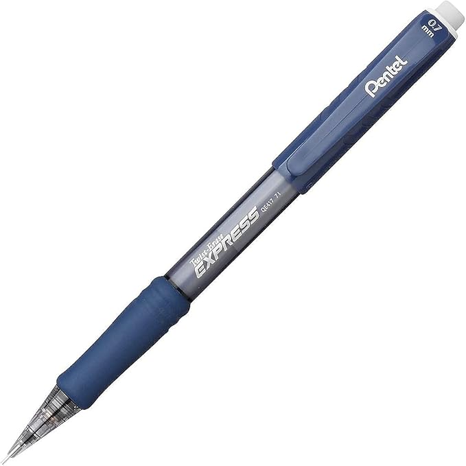 Pentel Twist Erase EXPRESS Automatic Pencil, 0.7mm Lead Size, Blue Barrel, Box of 12 (QE417C)