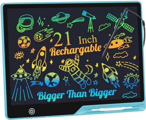 LCD Writing Tablet for Kids, Rechargeable 21 Inch Doodle Board,Easter Basket Stuffers,Preschool Learning Toys Christmas Birthday Gift 3 4 5 6 7 Year Old Girls Boys (Blue)