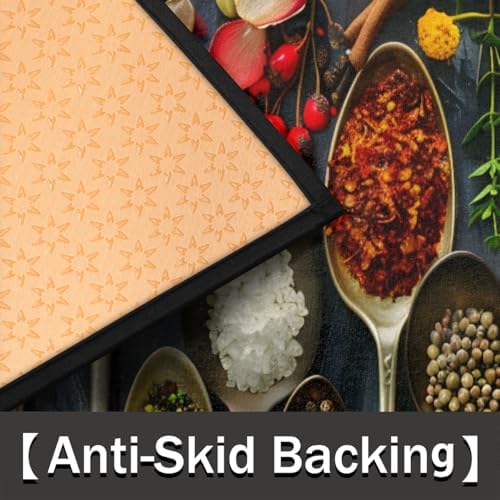 Kitchen Vanilla Spices Half Round Door Mat Non Slip Washable Decorative Kitchen Semi Circle Area Rug Absorbent Soft Entrance Mat Indoor for Kitchens Bathroom Patio Front Door Mat Decor