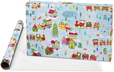 Papyrus Christmas Wrapping Paper Rolls, Gnomes, Santa Train (2 Rolls, 52.5 sq. ft.)