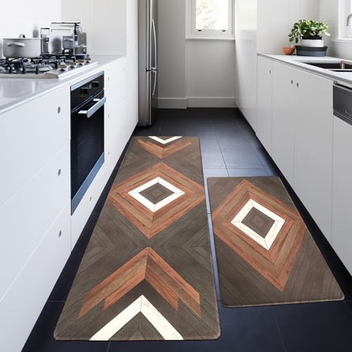 Western Aztec Kitchen Rugs Black Kitchen Mats for Floor Aztec Farmhouse Decor Comfort Standing Mat for Sink, Stove, Desk, Laundry, 17"x30"+17"x59"