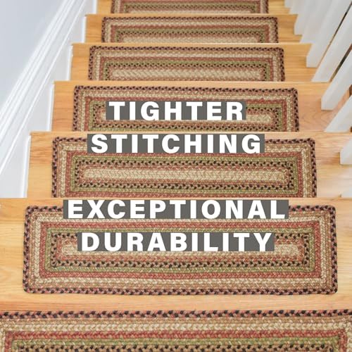 Homespice Gingerbread Jute Braided Stair Treads, Rect 8x28 Set of 13