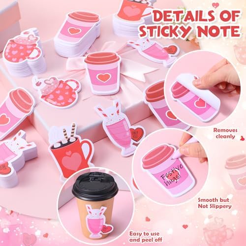 48 Pads 1440 Sheets Valentines Day Sticky Notes Heart Note Pad Self Adhesive Memo Pads Teachers Appreciation Gifts Cute Gifts