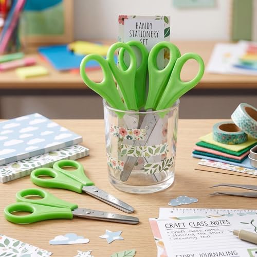 Honoson 150 Pack Student Scissors Bulk with Ruler Blade,Green