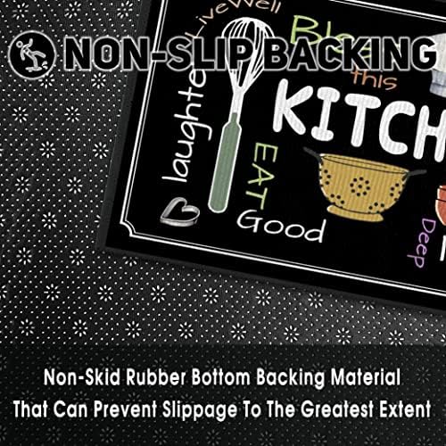 Utensils Kitchen Rugs for Floor 2 Piece Sets, Chef Love Floor Mat for Kitchen, Utensils Kitchen Rug in Front of Sink for Standing for Italian Kitchen Decor 17"X30"+17"X47"
