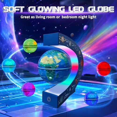 Magnetic Levitating Floating Globe with 7 Colored Lamp, Cool Tech Gadgets Gifts World Globe for Men Father Boys Girls Kids, Birthday Gifts Home Office Desk Decor Display Frame