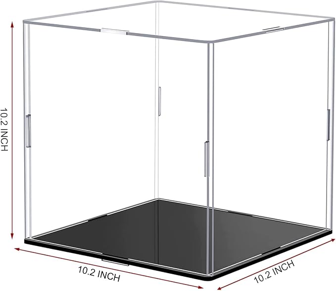Clear Acrylic Display Case,Self-Assembly display cases for figures,countertop Box Cube Organizer Stand Riser Dustproof Showcase for Basketball Soccer ball Figure Toys Collectibles(10.2x10.2x10.2 inch)