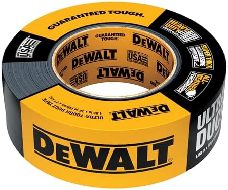 DEWALT Ultra Tough Duct Tape, 1.88 in x 30 yd, Heavy Duty, Ultra Strong, Aggressive Adhesive, All-Weather, Single Roll, Black